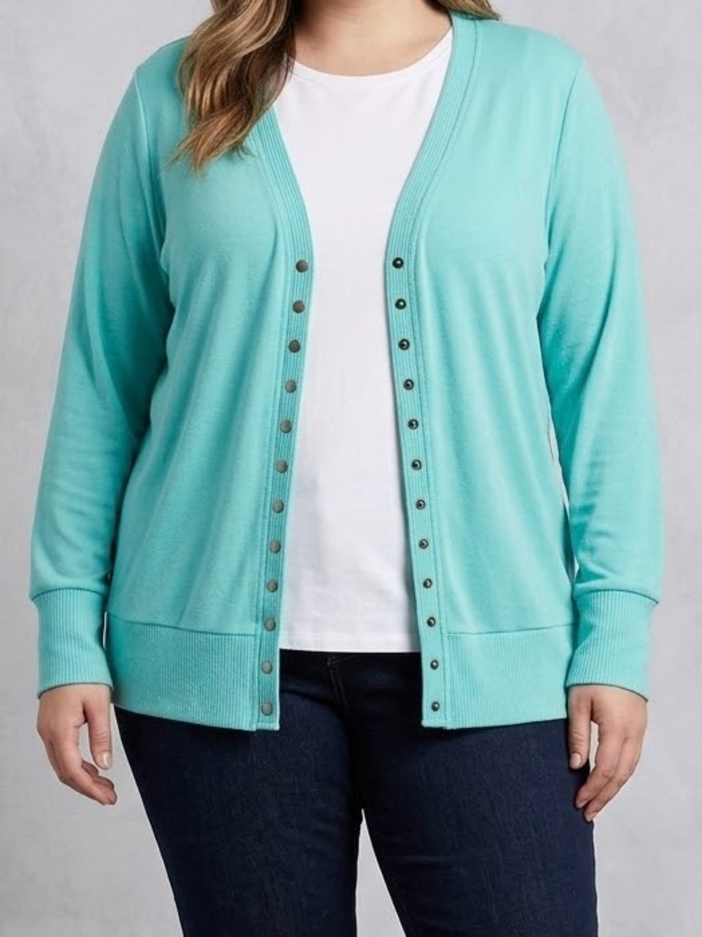 Zenana Outfitters Aqua Snap-Front Cardigan
